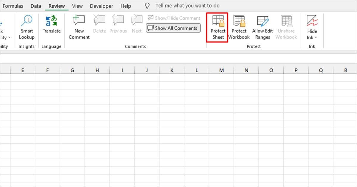 Protect Sheet in Excel