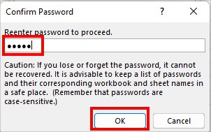 Re-confirm the Password and hit OK
