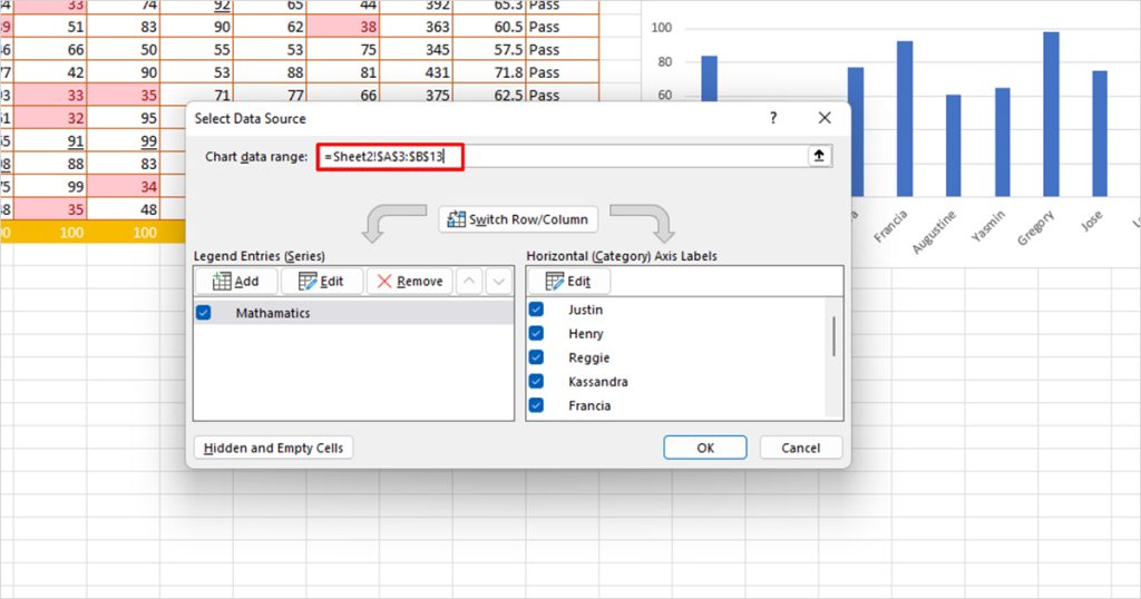 Select Data Source in Excel