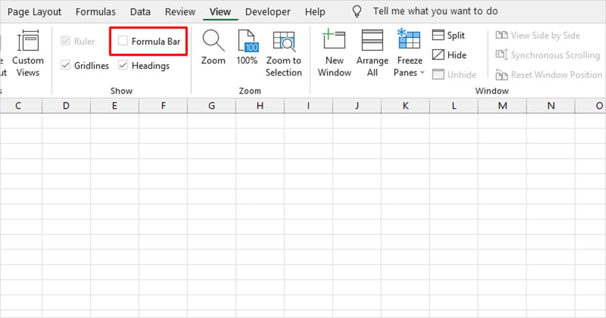 Show Formula bar Excel