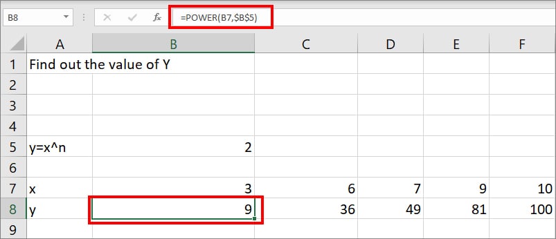 How to Use Power Function in Excel