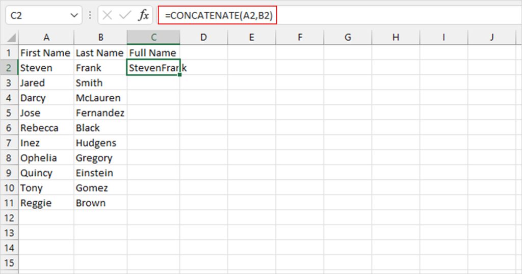 Use CONCATENATE to combine texts Excel