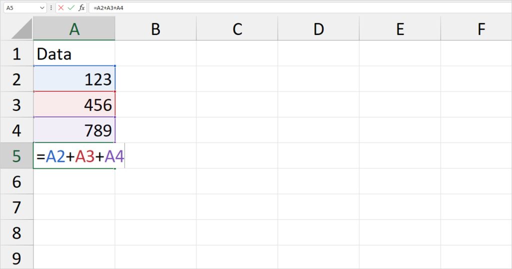 Use operator to sum data in Excel