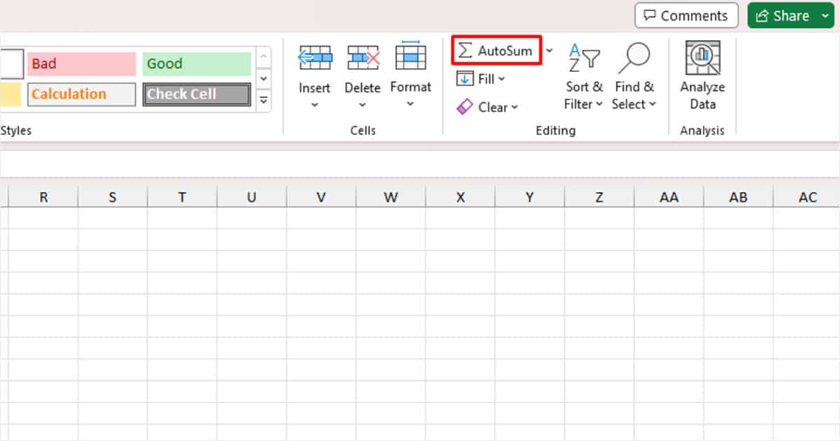 AutoSum in Excel