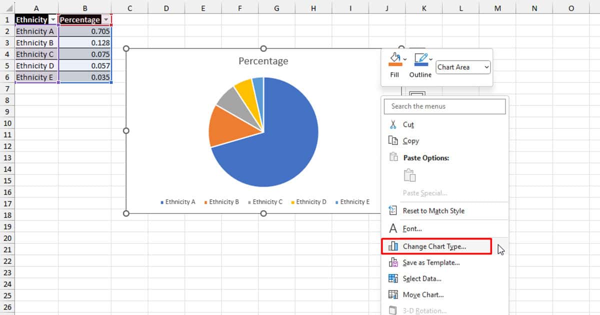 Change Chart Type in Excel