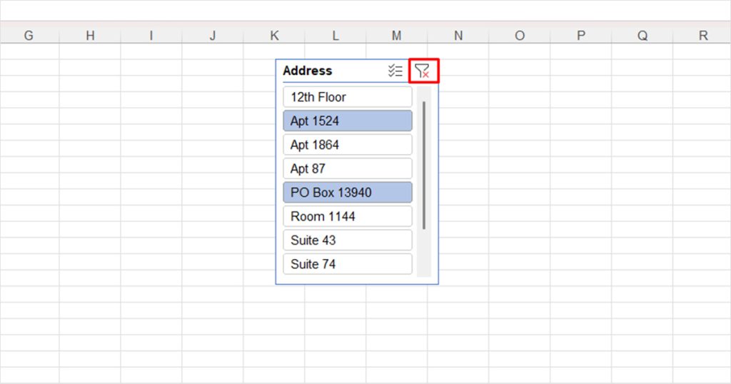 Clear Filter Slicer Excel