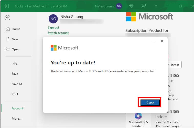 Close the Microsoft Update window
