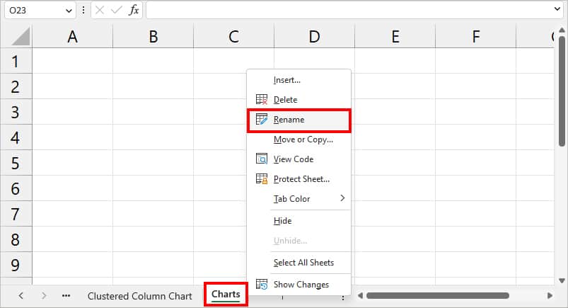 Create a new sheet and rename it