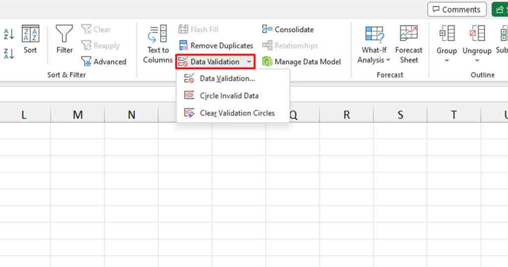 Data Validation Excel