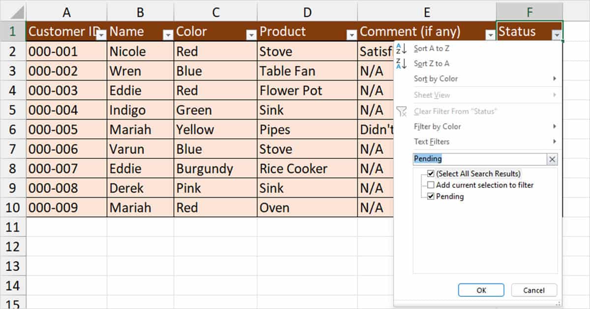Enter data in filter search box Excel