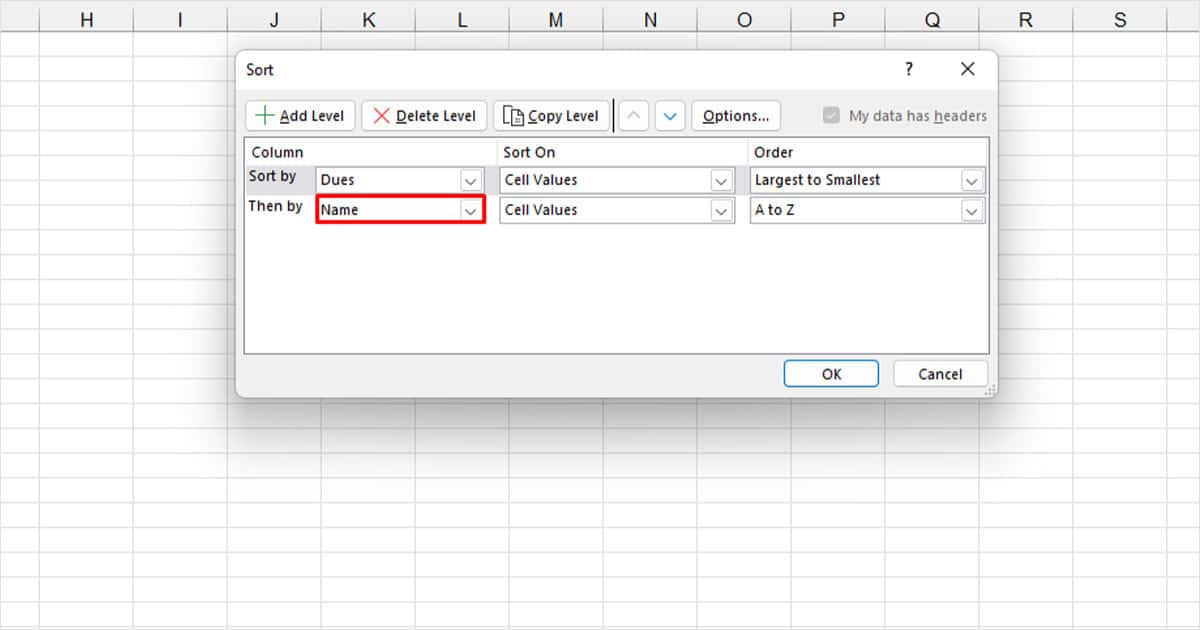 Multi-level sorting in Excel