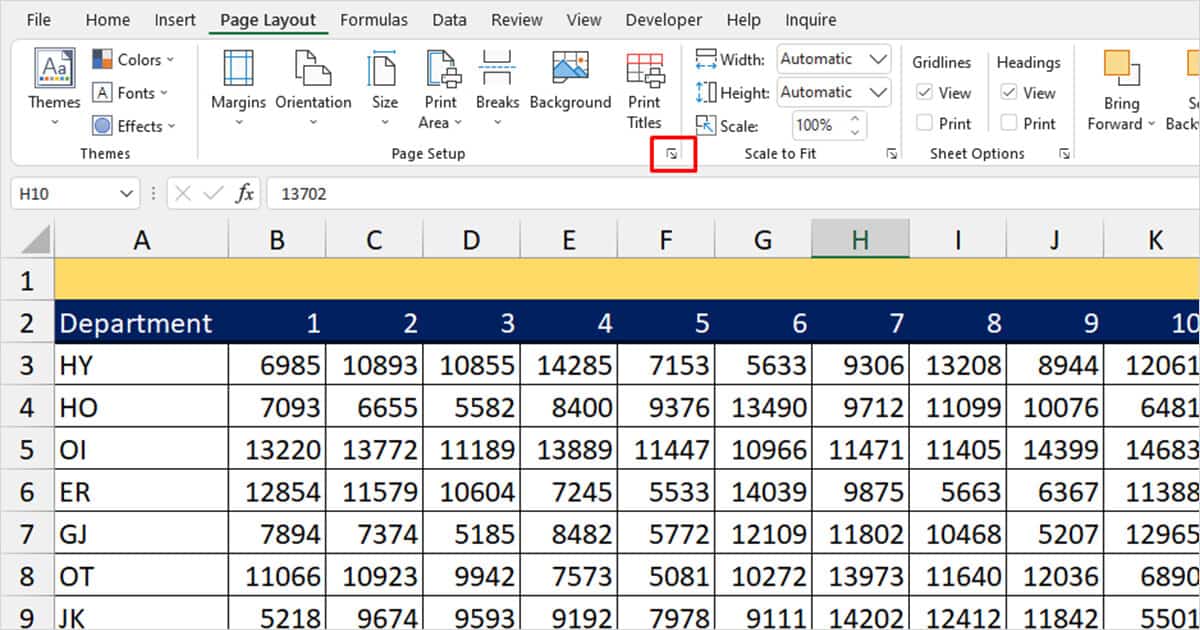 Page Setup Excel