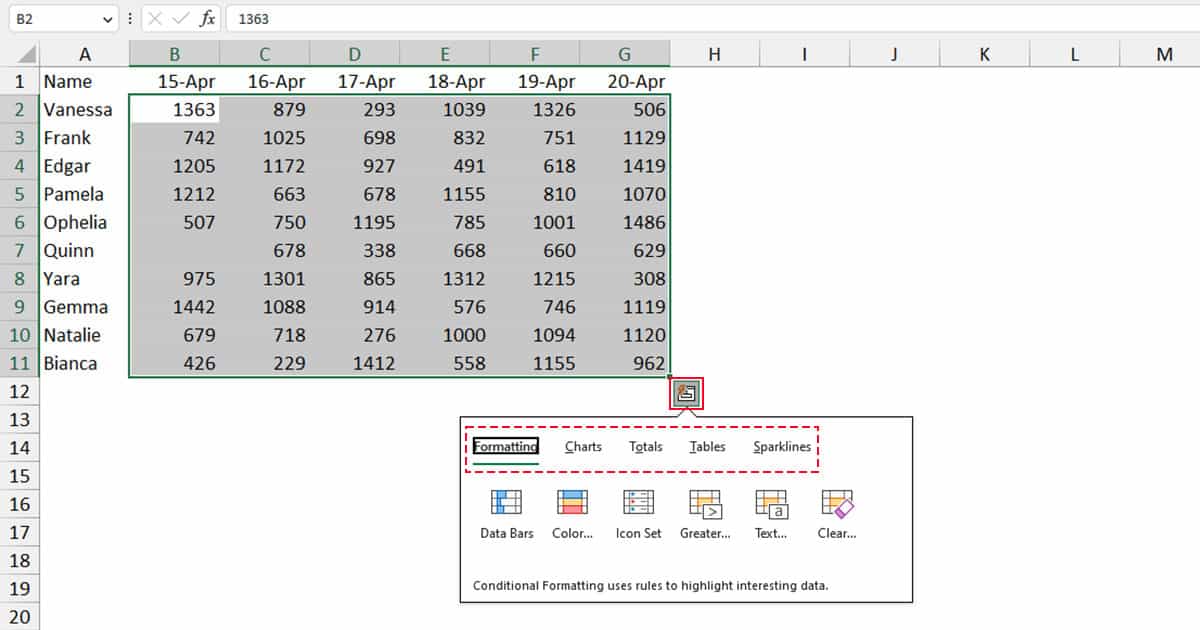 How To Use Quick Analysis In Excel 9421