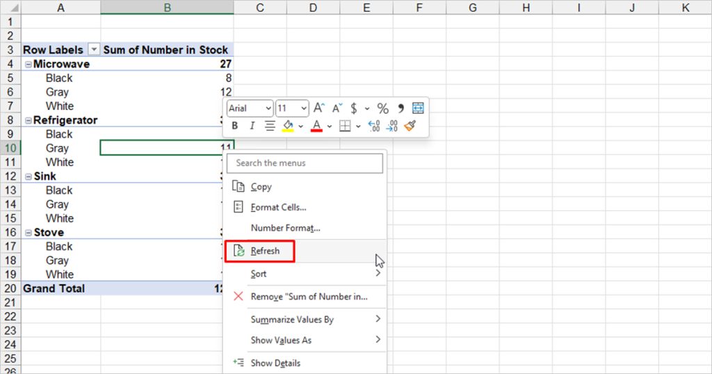 Refresh Pivot Table