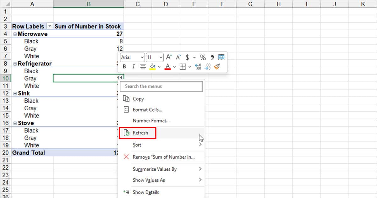 How to Refresh a Pivot Table