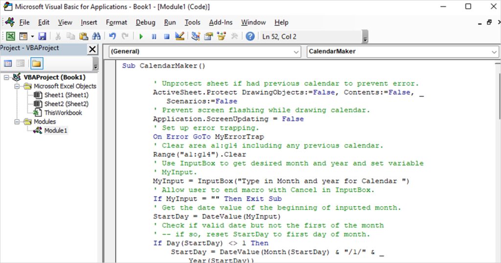 Run code in Excel