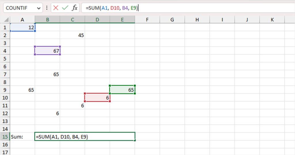 How to Sum Random Cells in Excel