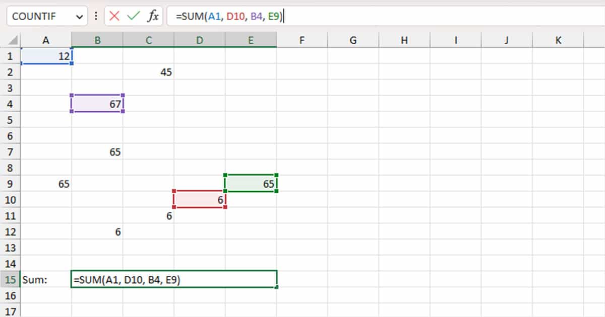 how-to-sum-random-cells-in-excel