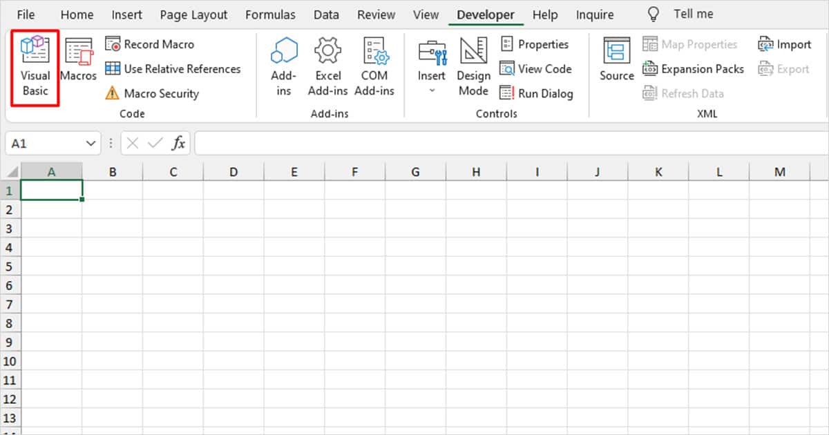 Visual Basic tool in Excel