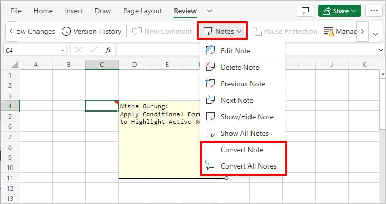 select Convert Notes or Convert All Notes