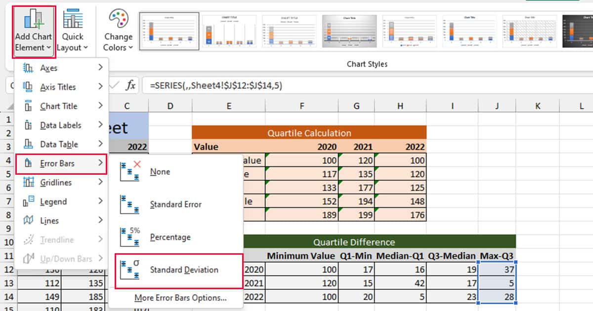 Add Error Bars in Excel