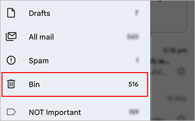 Bin-folder-Gmail-app