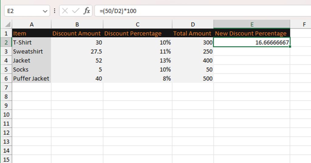 Calculate Discount Percentage Excel