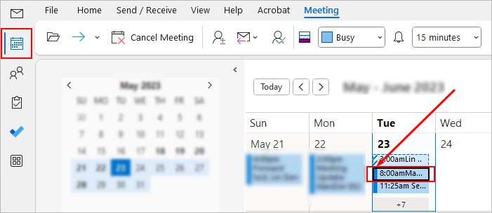 Choose-exisiting-meeting-on-Outlook-calendar