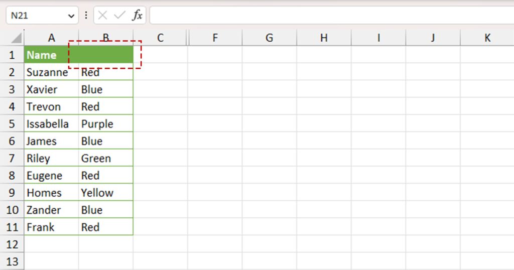 Empty Column Header Excel