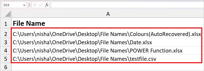 How To Copy File Names Into Excel