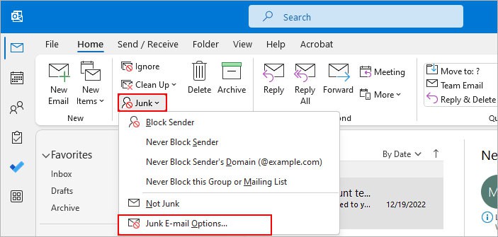 Junk-E-mail-options