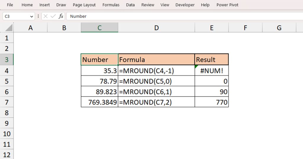 MROUND Function in Excel