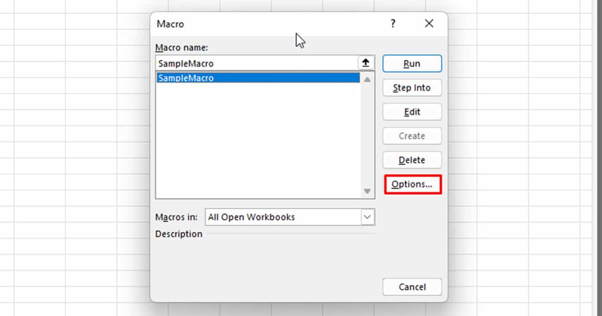 Macro Options Excel