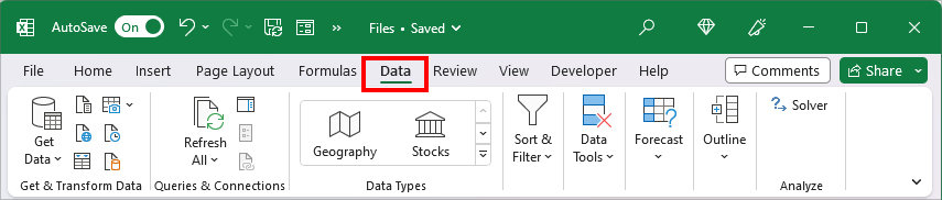 On your worksheet, go to Data Tab
