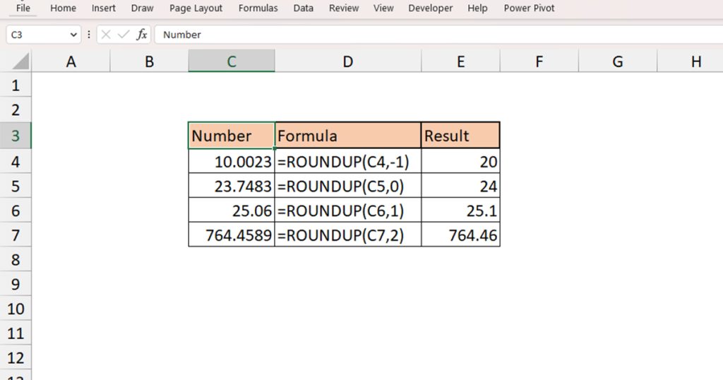 ROUNDUP function Excel