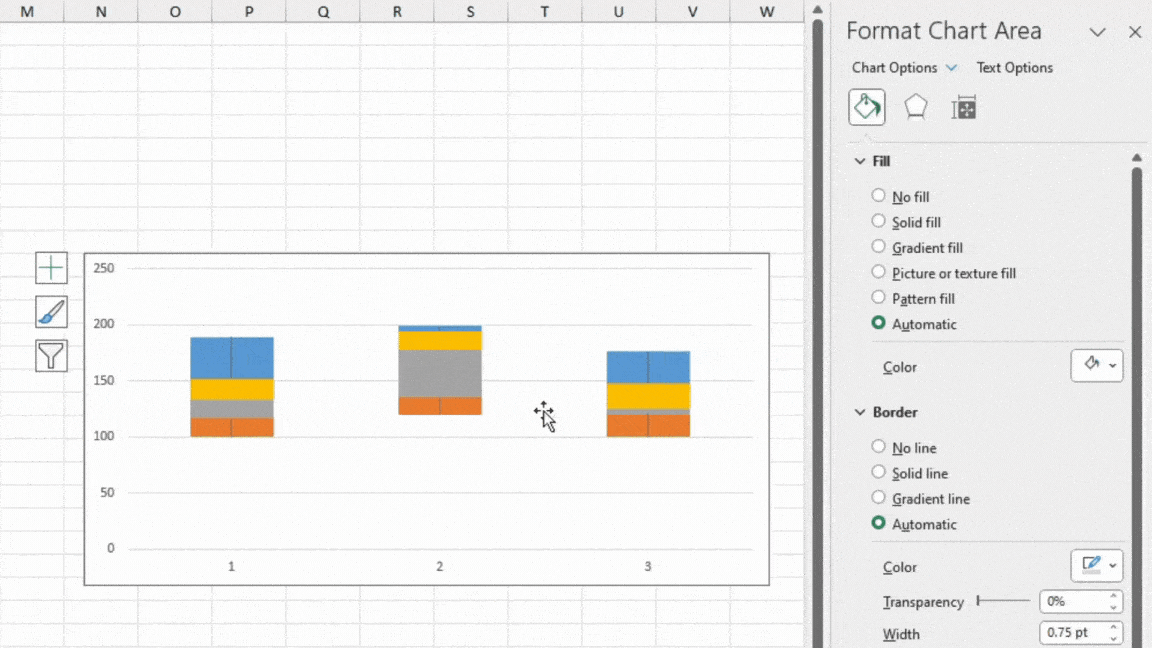 Remove Fill Chart in Excel