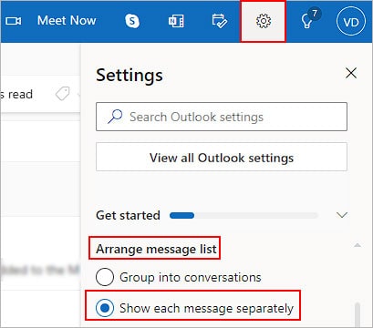 Turn-off-conversation-view-show-each-message-separately-on-Outlook-web