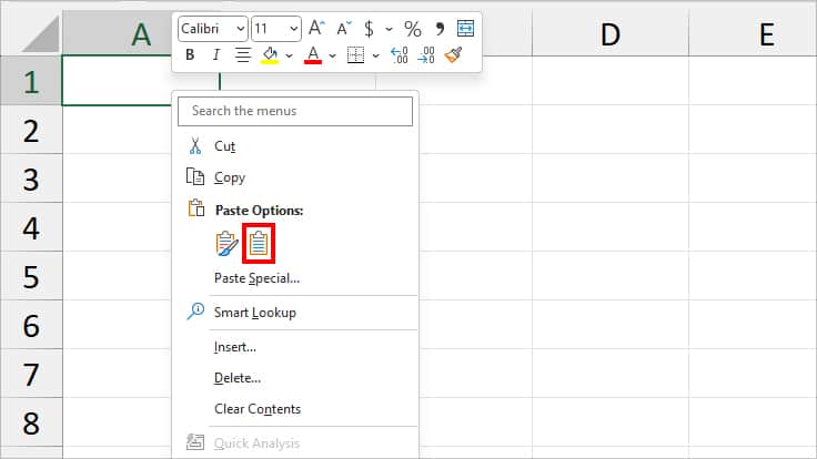 choose Match Destination Formatting in Paste Options