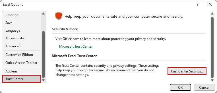 click-Microsoft-Excel-Trust-Center-button