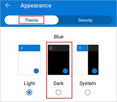 Choose-dark-theme-Outlook-android-ios-app