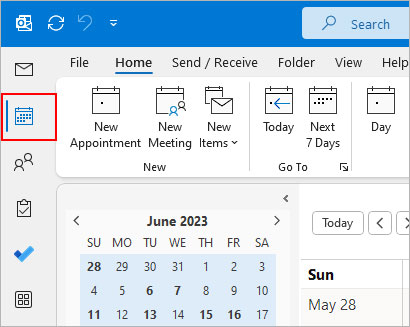 Click-the-Calendar-icon-Outlook-app