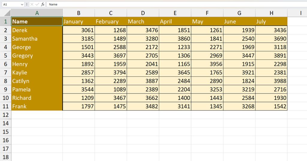 Excel Spreadsheet