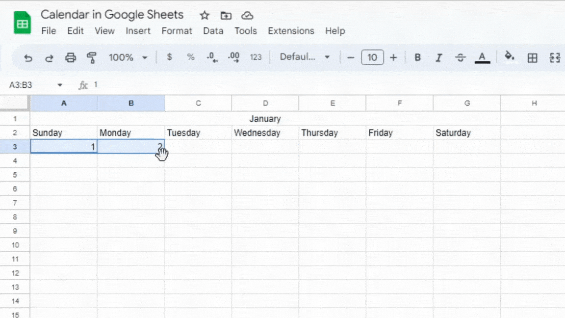 Fill Dates using Autofill Google Sheets