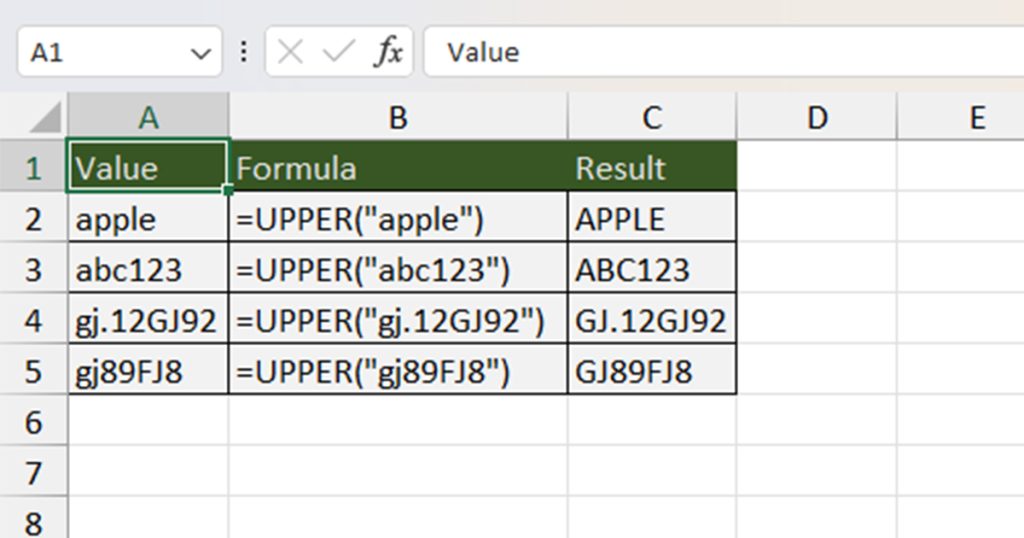 Hard coding values in UPPER function