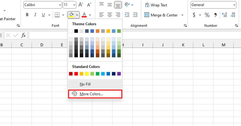 How To Apply Shading In Excel   More Colors Option Excel 768x403 