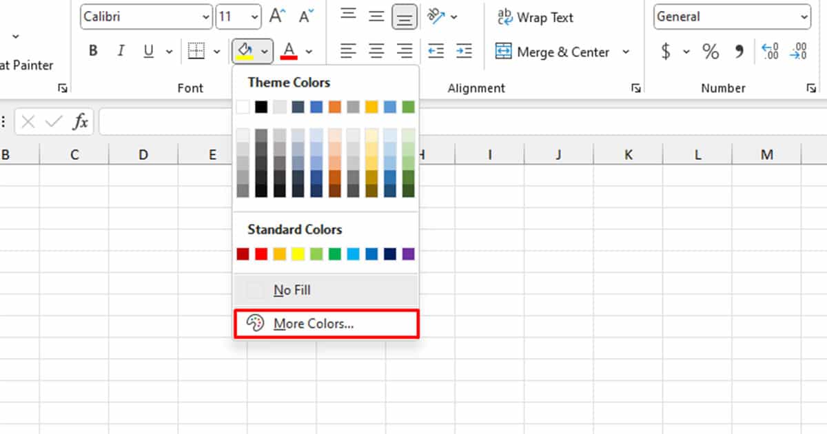 More Colors Option Excel