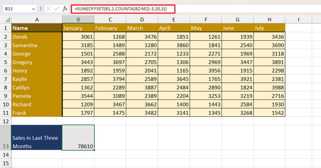 Nesting OFFSET in Excel
