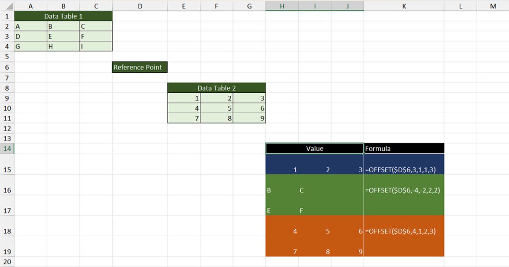 OFFSET Formula to return an Array Excel