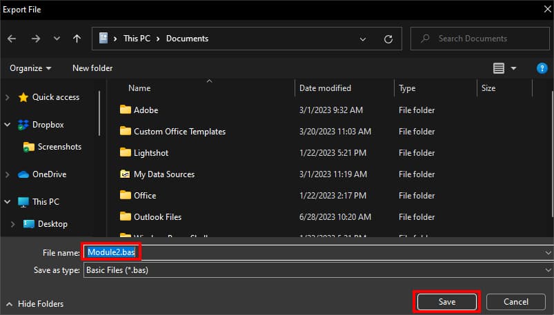 On Export File window, select a location. Enter a name in the File Name field and hit Save