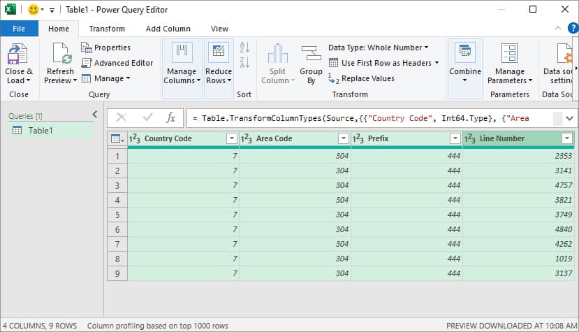 On Power Query Editor window, select the Columns to combine by holding down the Ctrl key